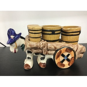 VINTAGE Kitsch Donkey & Cart Salt Pepper Cruet Set - 1950's Japan - AF