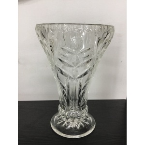 VINTAGE Crown Crystal Pressed Glass Vase - Prism Diamond & Fan