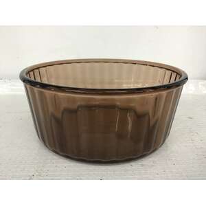 Pyrex England Round Souffle Dish - Brown Glass 