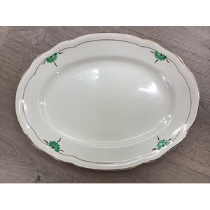 VINTAGE 1950's Burleigh Ware Oval Serving Plate - 30 x 22 cm - Cream & Green 