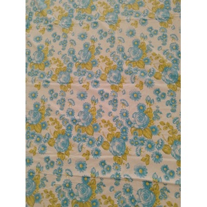 VINTAGE RETRO Blue Floral Queen Sheet - Flat - 2.5 x 2.7 m