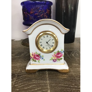 VINTAGE Regal Porcelain Miniature Clock w Quartz Movement - Working