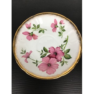 VINTAGE Bone China Taylor & Kent Pink Floral Saucer