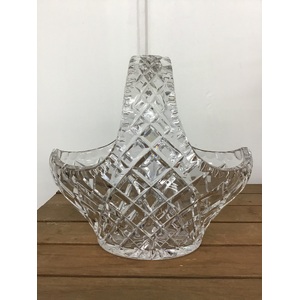 VINTAGE Crystal Basket - Large - 19 cm Tall 