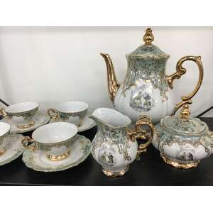 VINTAGE Wunsiedel Bavarian Coffee Set - 11 Piece - Victorian Couple