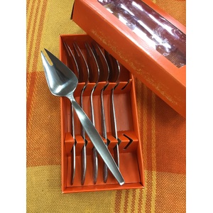 Retro Stainless Steel Sporks Splayds x 6 - Boxed Set - Japan