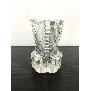 VINTAGE Art Deco Clear Glass Thistle Vase - 6.5 cm Tall - Triangular 