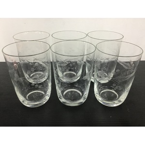 VINTAGE Drinking Glasses Tumblers - Etched Floral Design x 6