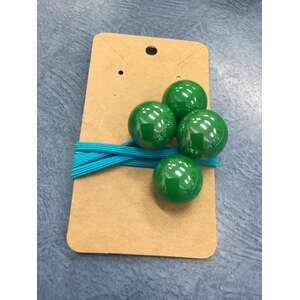 Retro Bobble Hair Ties - Green Bauble Blue Tie 