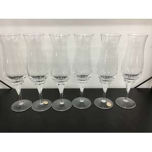 VINTAGE Bohemia Crystal Champagne Flutes - Set of 6