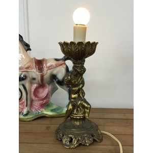 1966 Loevsky & Loevsky L&L MCM Brass Cherub Lamp - Working