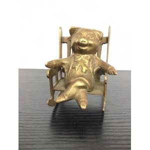 VINTAGE Brass Ornament -  Pig In A Rocking Chair