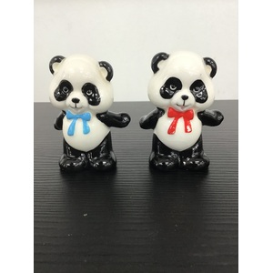 VINTAGE Panda w Bowtie Salt & Pepper Shakers - Japan 