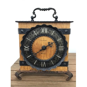 VINTAGE Europa Elamatic Mantle Clock - Wood & Iron Casing