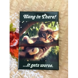 Hang In There - It Gets Worse - Funny Fridge Magnet 