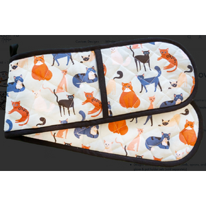 Colourful Cats Double Oven Glove - Oven Mitt