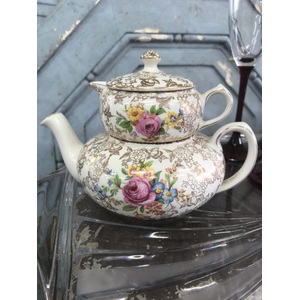 VINTAGE Nelson Ware BCM Stacking Teapot Gold Floral Chintz