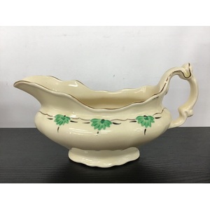 VINTAGE Burleigh Ware Gravy Boat - Cream & Green