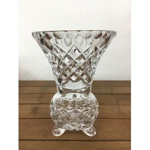 VINTAGE Lead Crystal Tri-Footed Vase - 15.5 cm Tall