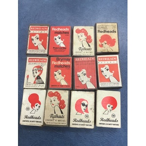 VINTAGE Matchboxes w Label x 12 - Redheads Australia