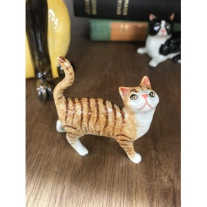 Ceramic Cat Ornament - Standing - Tabby - 7 cm