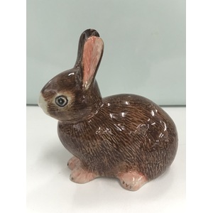 Ceramic Bunny Rabbit Ornament - Sitting - Brown - 8.2 cm