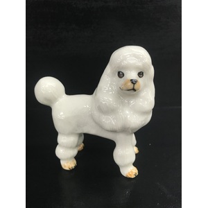 Ceramic Poodle Dog Ornament - Standing - White - 6.2 cm