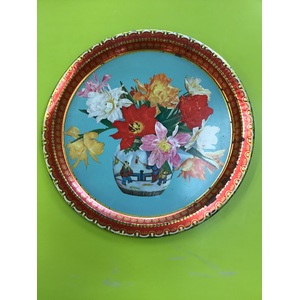 VINTAGE Round Drinks Tray - Bright Florals - 32.5 cm 