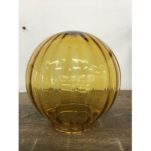 RETRO Glass Light Shade - Amber Sphere Ball - Ribbed Optic - 15 cm