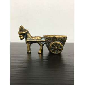 VINTAGE Brass Donkey & Cart Matchstick Holder 