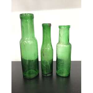 VINTAGE Green Glass Bottles - Lot of 3 