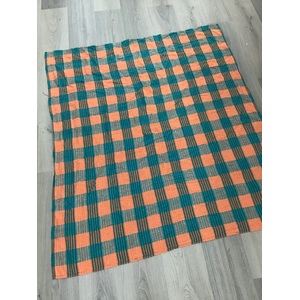 RETRO Green & Orange Check Seersucker Tablecloth - Rectangular - 1.4 x 1.2 m