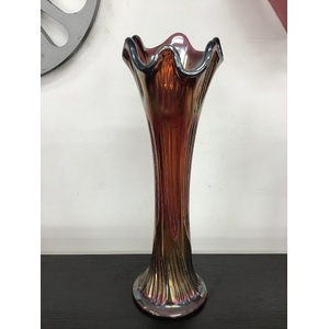 VINTAGE Carnival Glass Swung Vase - Amethyst Twisted Style 28.5 cm Tall 