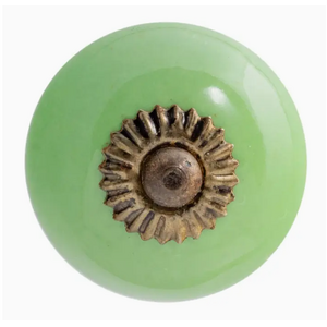 Round Ceramic Drawer Knob - Green - Individual