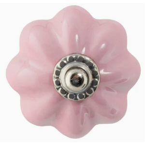 Flower Shaped Ceramic Drawer Knob - Pink  - Individual