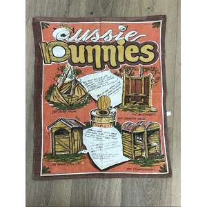 VINTAGE Souvenir Tea Towel - Aussie Dunnies - Ocker Bogan Humour 