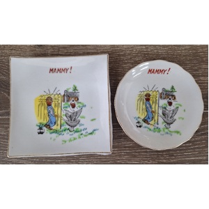 VINTAGE Caricature Pin Dishes - Pair