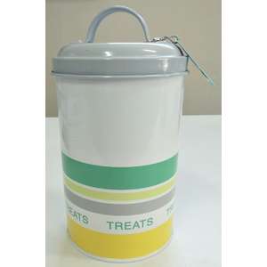 Pet Treat Storage Tin - Round Cylinder Shape - Retro Kitchen