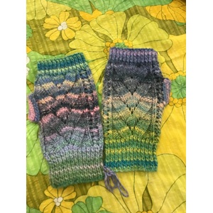 Hand Knitted Fingerless Gloves - Australian Wool - Cable Pattern - Colourful Mix