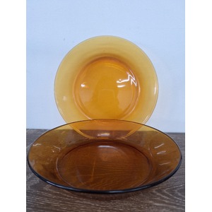 Retro Amber Glass Bowls x 2 - France Duralex 19cm