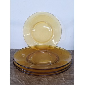 Retro Amber Glass Plates x 4 - Italy Bormioli Vitrosax 23cm