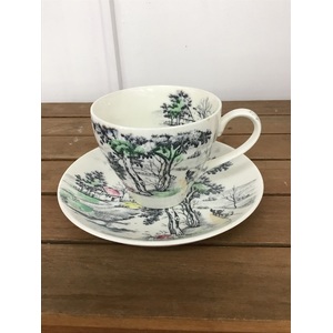 Country Side Japan Tea Cup Duo - Underglaze - Cottage Core