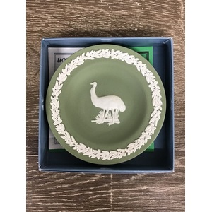 Wedgwood Jasperware Emu Pin Dish - White on Sage - Boxed w Papers