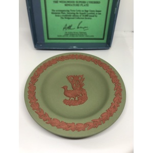 Wedgwood Jasperware Lyrebird Pin Dish - Red on Sage