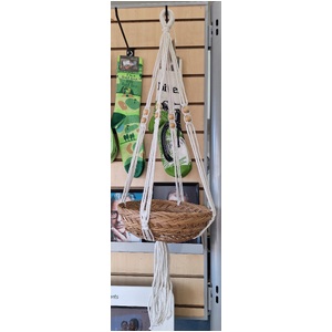 Single Brown Rattan Basket Macrame Hanger