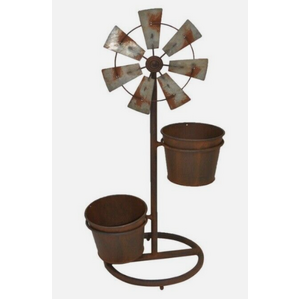 Twin Pot Windmill Stand - Storage Decor Planter