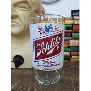 VINTAGE Schlitz Beer Glass - Large Footed 32oz