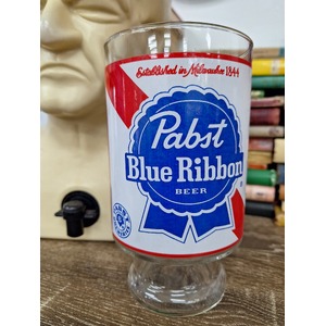 VINTAGE Pabst Blue Ribbon Beer Glass - Large Footed 32oz