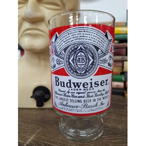 VINTAGE Budweiser Lager Beer Glass - Large Footed 32oz