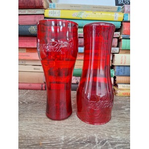 VINTAGE Plastic Coca-Cola Red Skinny Cups x 2 Coke